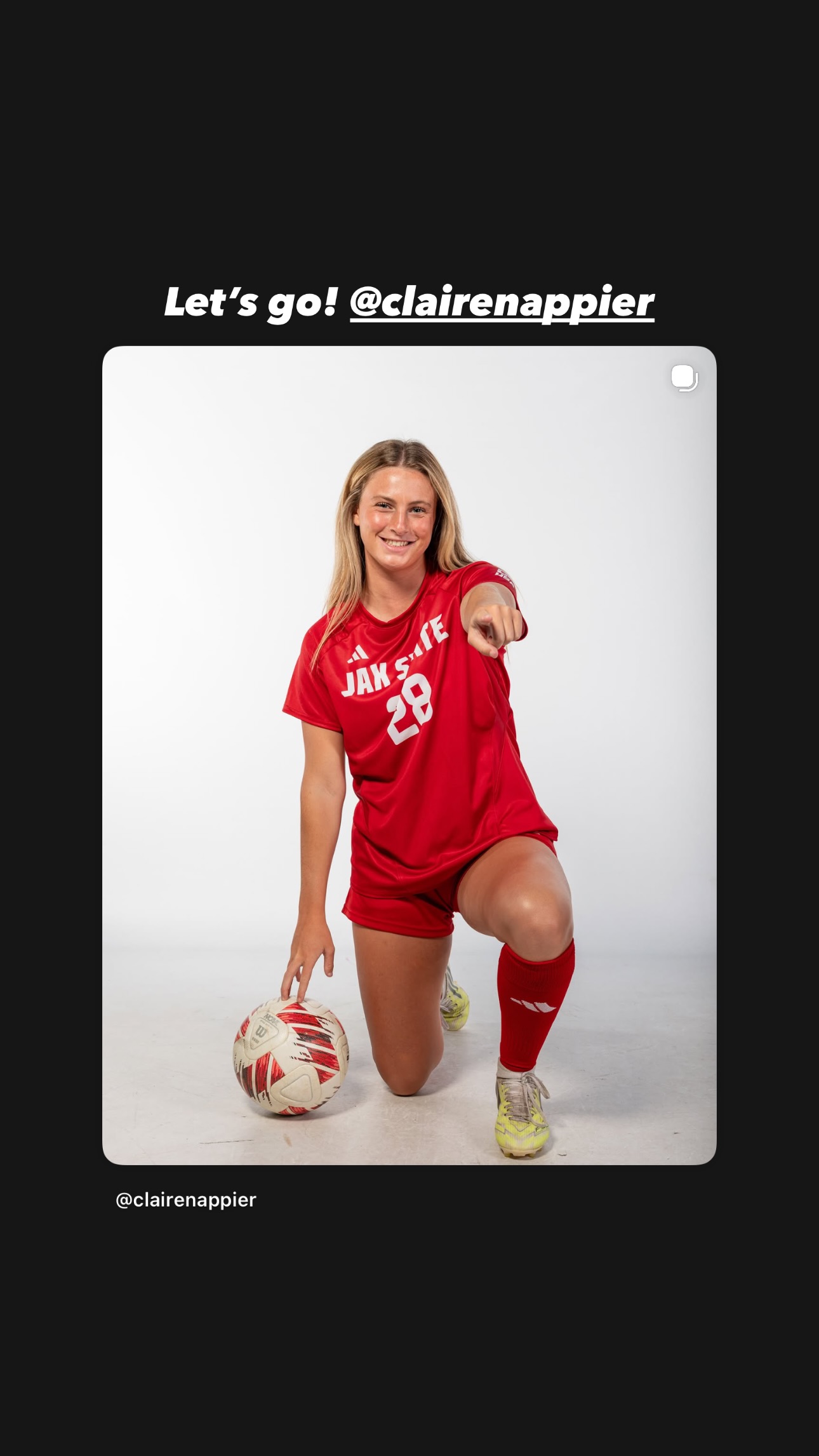 A young soccer athlete celebrating her next step