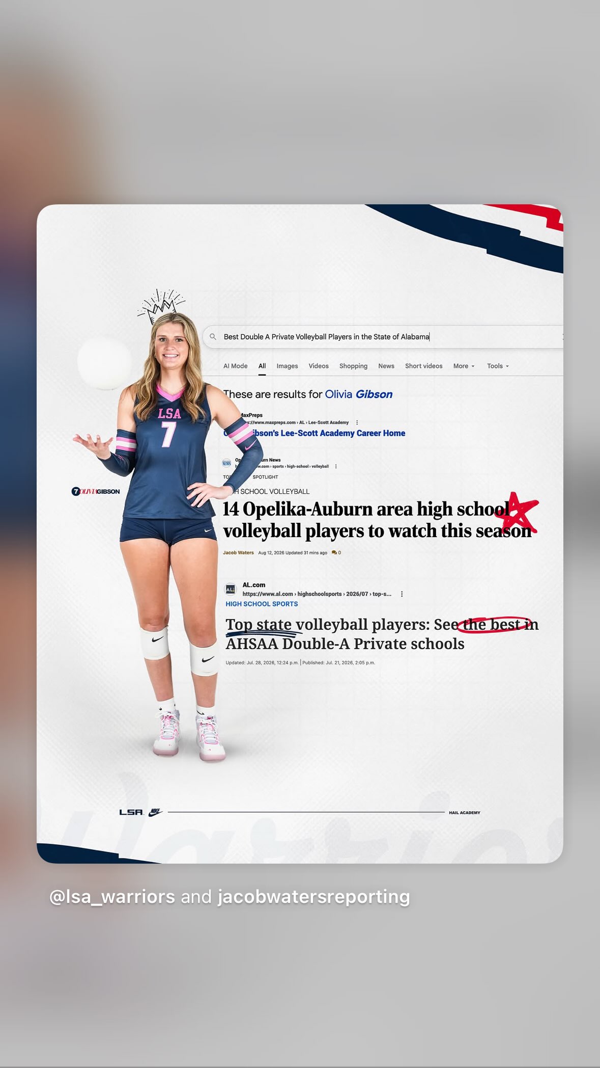 A high-school volleyball athlete recognized for her performance